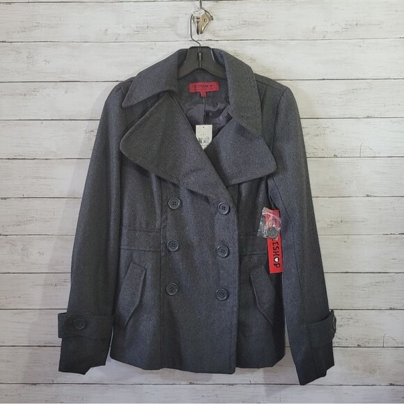 Wool Blend Double Breasted Pea Coat NWT Size Small - Picture 1 of 13
